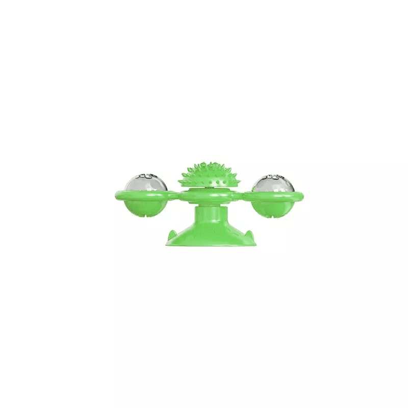 Windmill Cat Snack Dispenser Toy Slow Feeder Puzzle - Green
