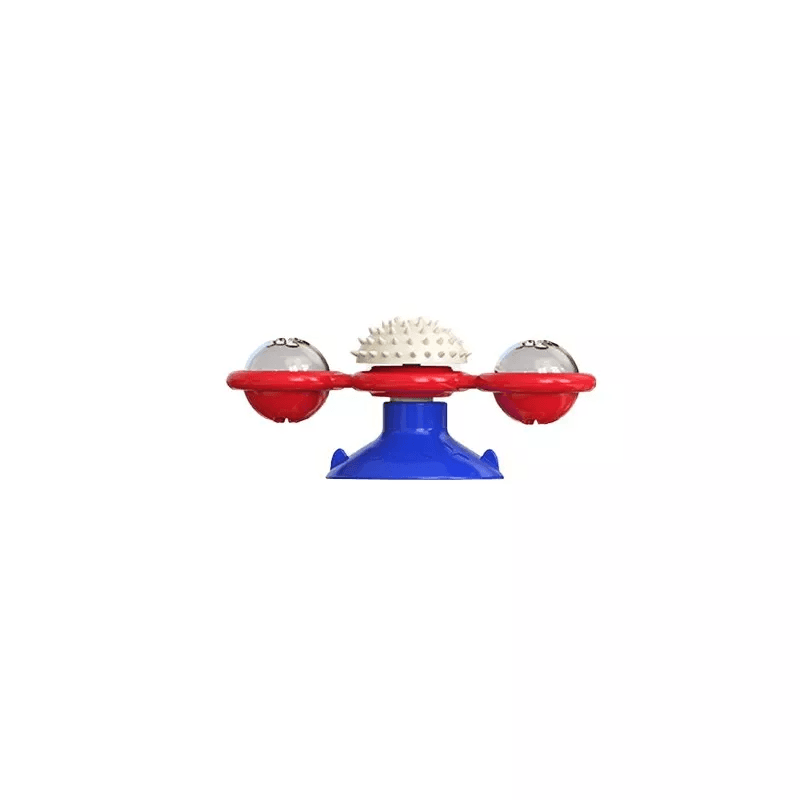 Windmill Cat Snack Dispenser Toy Slow Feeder Puzzle - Multicolour
