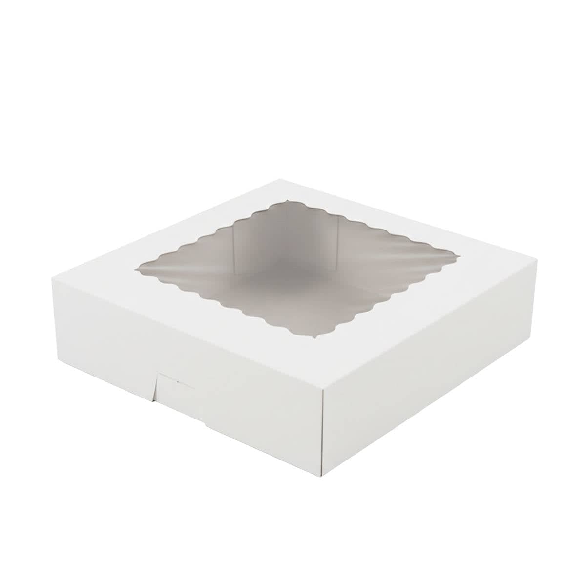 Window Cupcake Dessert Packaging Box - Pack of 30, 20.3 x 20.3 x 6.4 cm - White