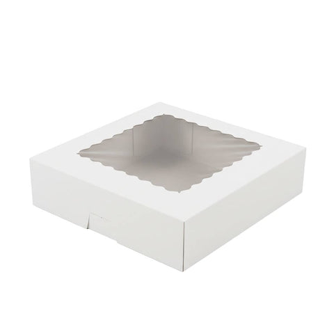 Window Cupcake Dessert Packaging Box - Pack of 30, 20.3 x 20.3 x 6.4 cm - White