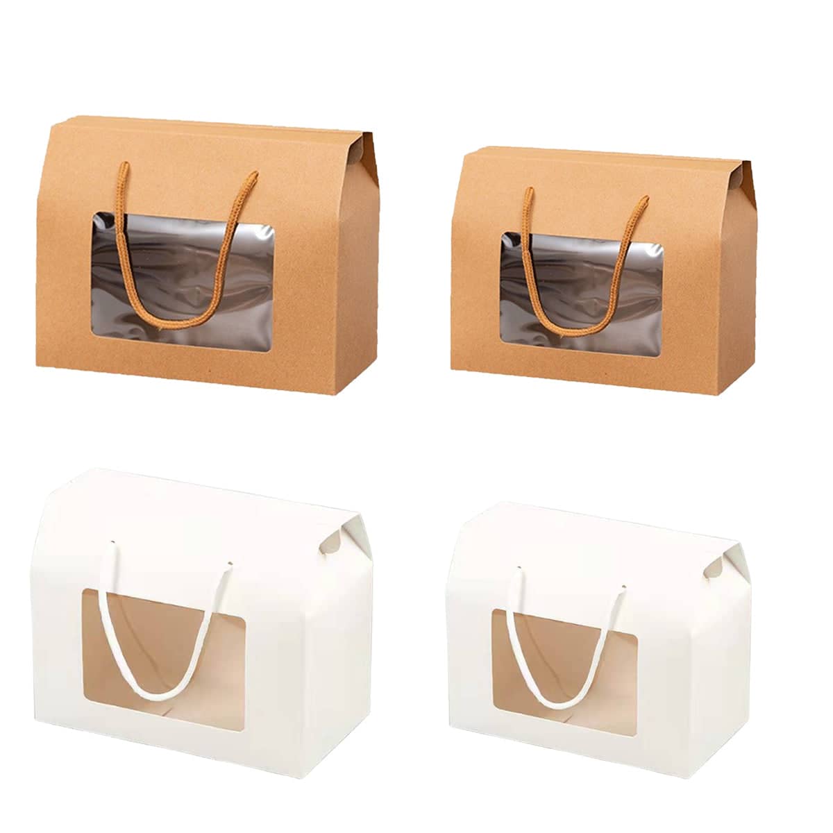 Window Gift Boxes with Handles, Pack of 20 - Brown, Small (15 x 9 x 11 cm) - view 3