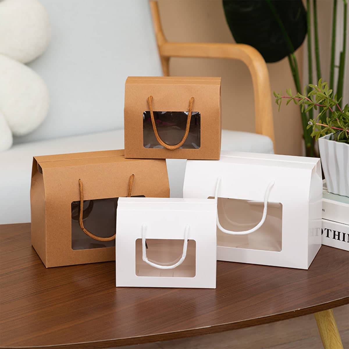 Window Gift Boxes with Handles, Pack of 20 - White, Large (20 x 11 x 15 cm) - view 5