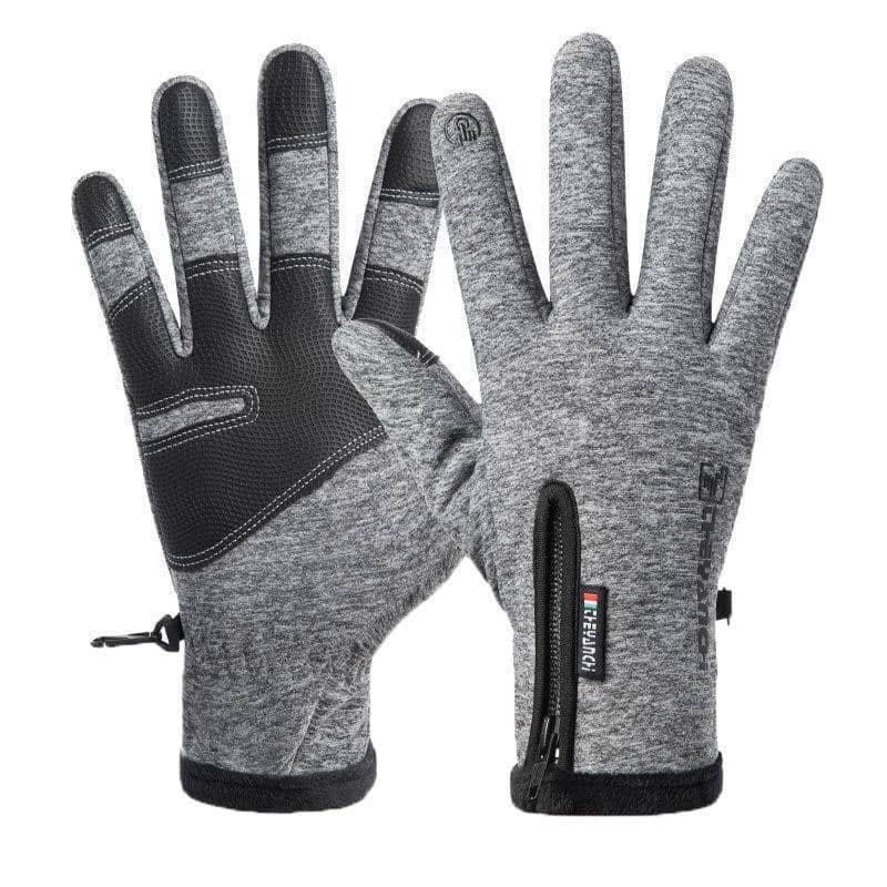 Windproof Thermal Touch Screen Winter Gloves - Grey, Medium (23.5 cm)