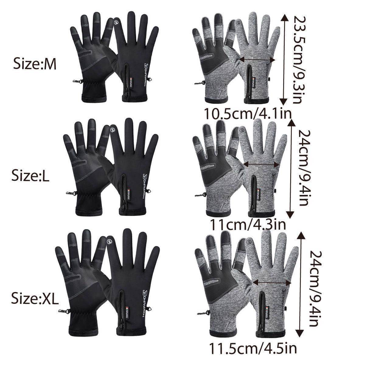 Windproof Thermal Touch Screen Winter Gloves - Grey, Medium (23.5 cm) - view 3