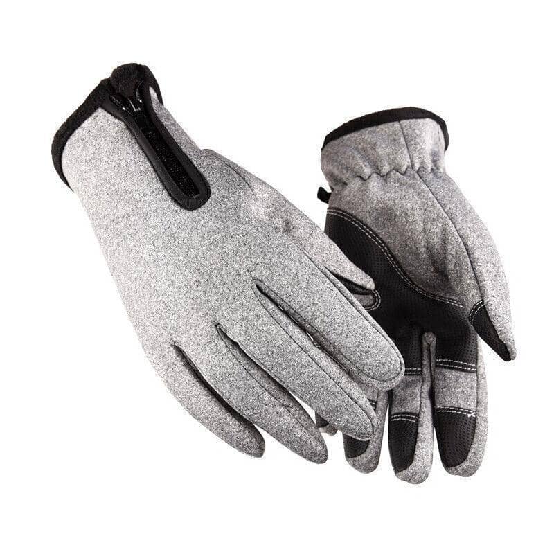 Windproof Touch Screen Thermal Gloves - Grey, Large (Palm Width 10 cm, Palm Circumference 18-20 cm)