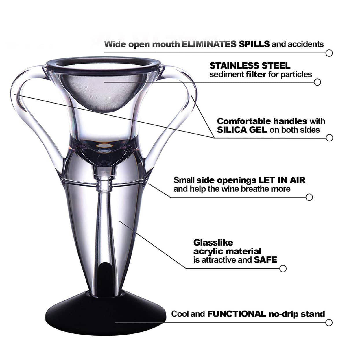 Wine Aerator Decanter Clear Acrylic for Home Parties and Wine Tasting - view 4