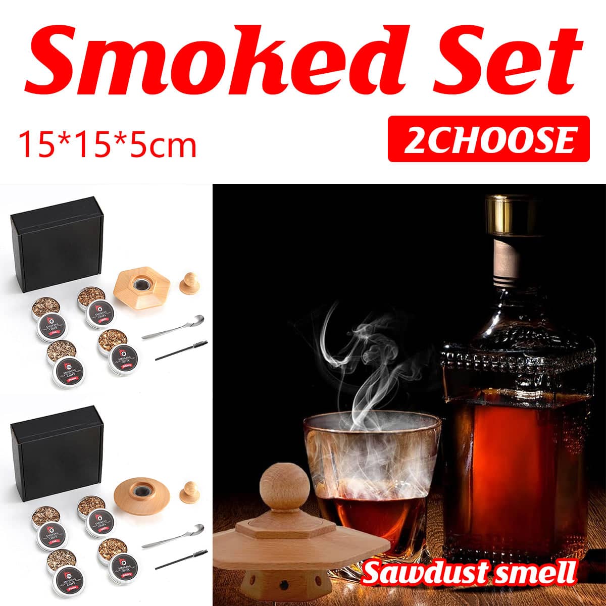 Wine and Whiskey Smoker Kit with Wood Chips for Cocktails and Home Bar - Hexagon - view 2