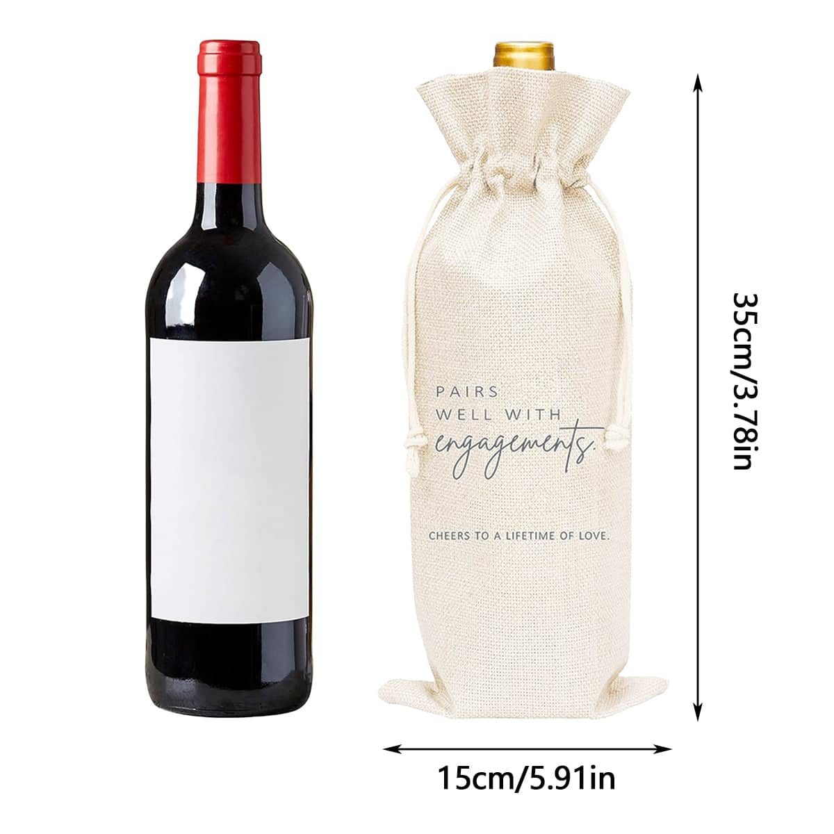Wine Bottle Gift Bags, 10 Pack, Cotton and Linen Drawstring Bags - view 3