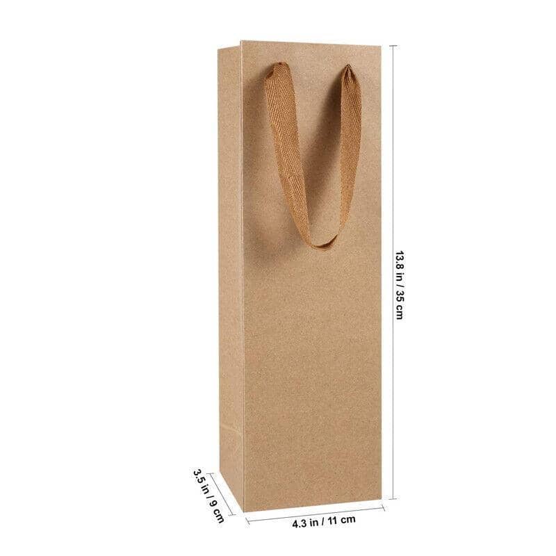 Wine Bottle Gift Bags with Handles, Pack of 10 - Brown Kraft - view 4