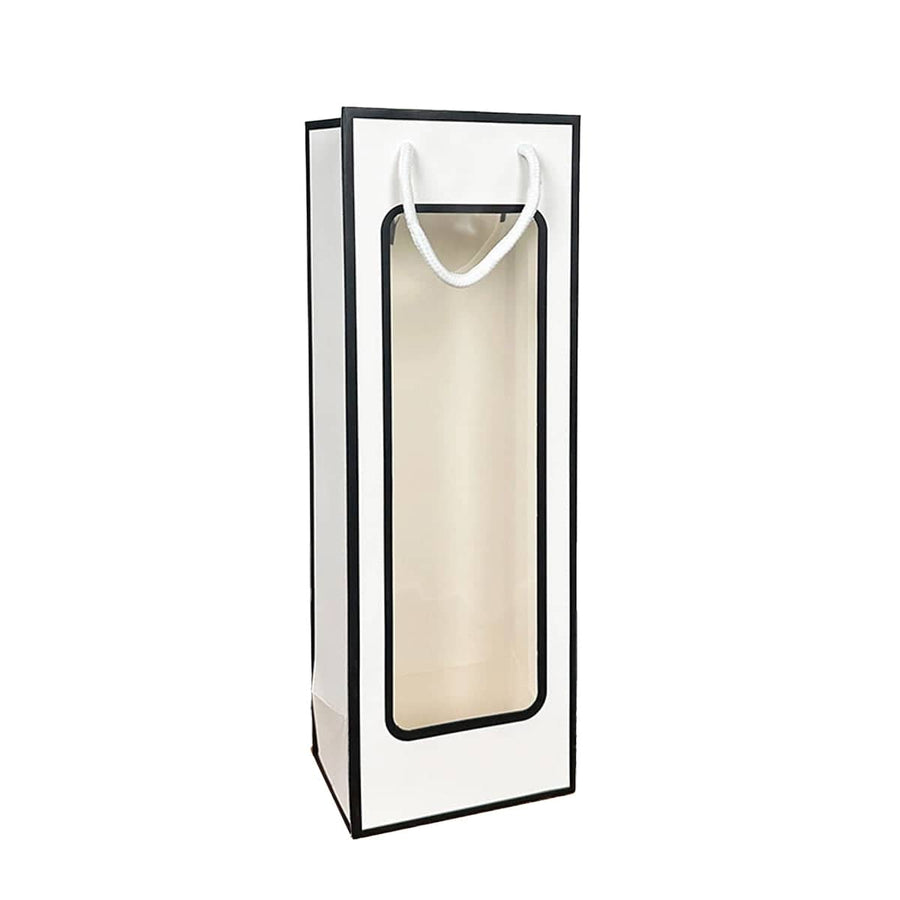 Wine Gift Bags with Clear Window and Drawstring, 30 Pack - White and Black