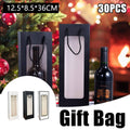 Wine Gift Bags with Clear Window and Drawstring, 30 Pack - White and Black - view 2