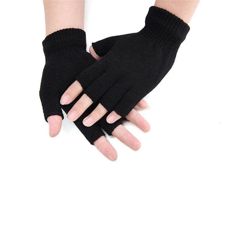 Winter Fingerless Gloves, Soft Warm Knitted Unisex - Black, 2 Pairs - view 5