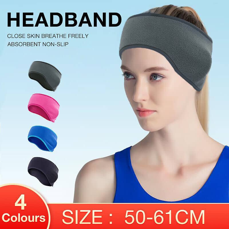 Winter Fleece Ear Warmer Sports Headband - Black - view 2