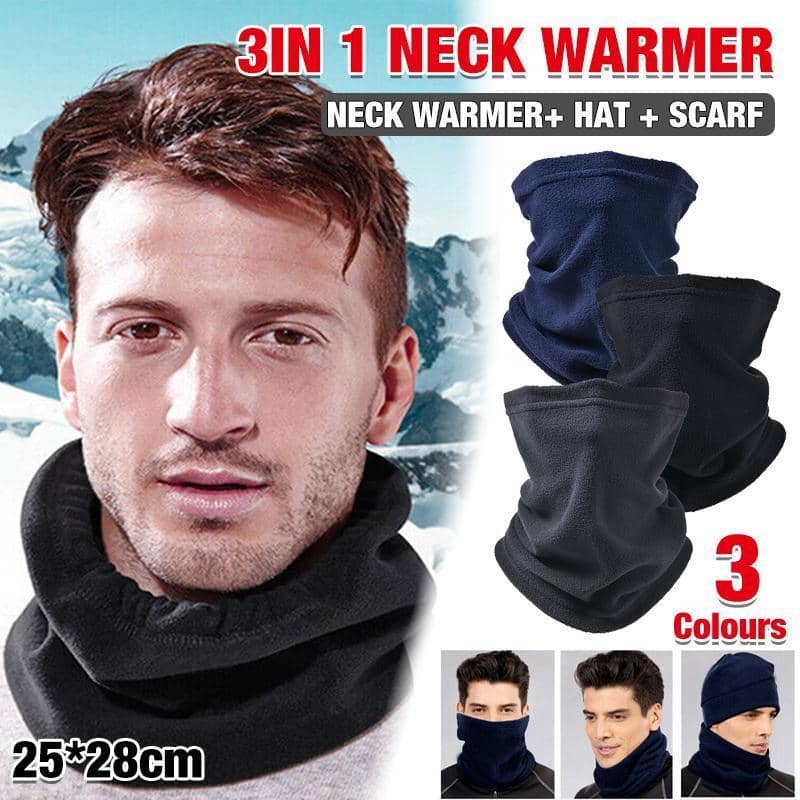Winter Fleece Neck Warmer, 3-In-1 Snood, Scarf and Beanie - Dark Grey - view 2