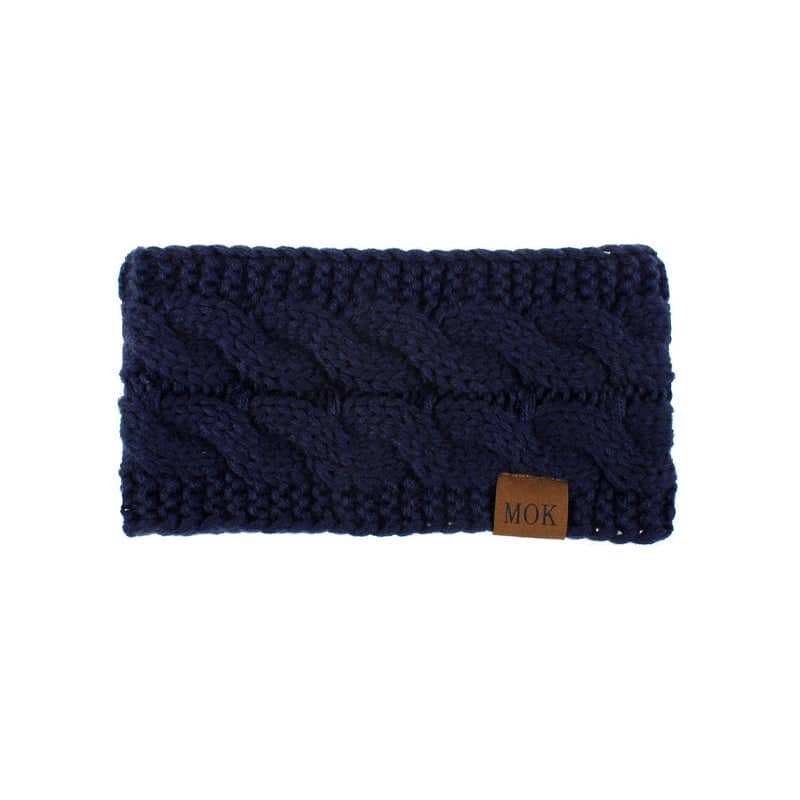 Winter Knitted Headband Ear Warmer for Women - Navy