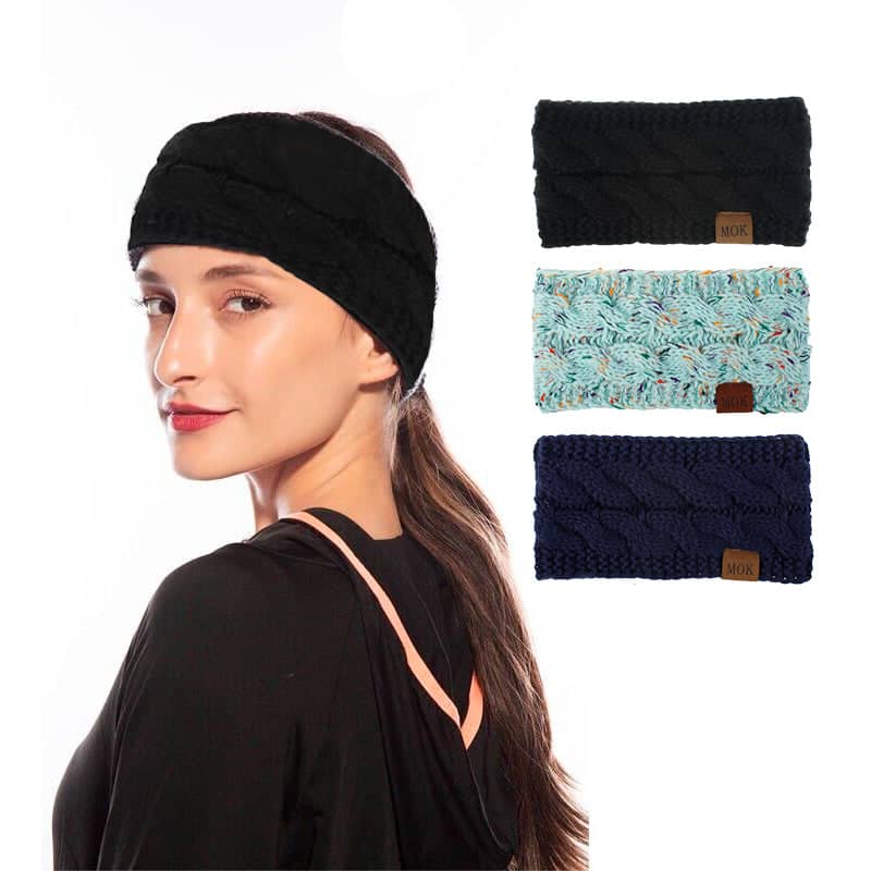Winter Knitted Headband Ear Warmer for Women - Navy - view 5