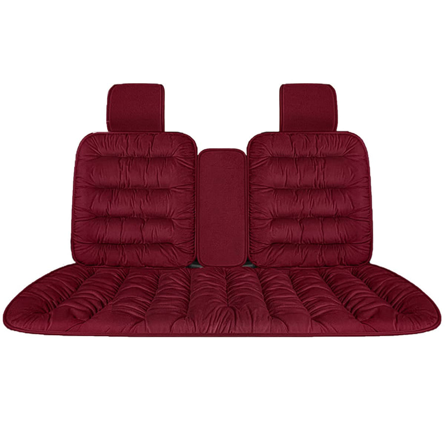 Winter Thick Warm Plush Car Seat Cover with Backrest Universal Fit for Rear Row - Red