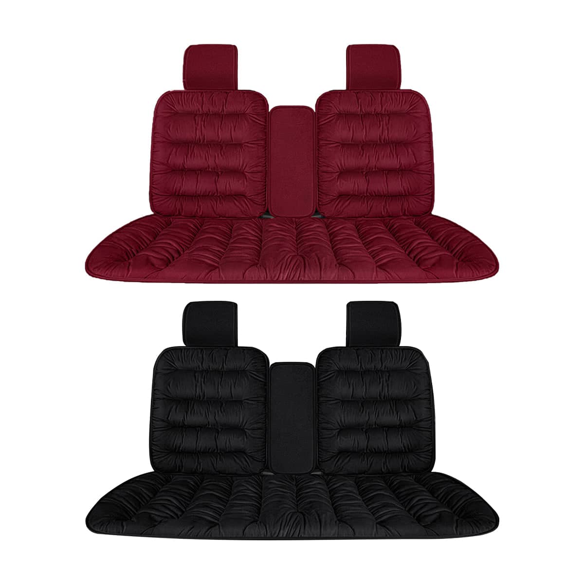 Winter Thick Warm Plush Car Seat Cover with Backrest Universal Fit for Rear Row - Red - view 3