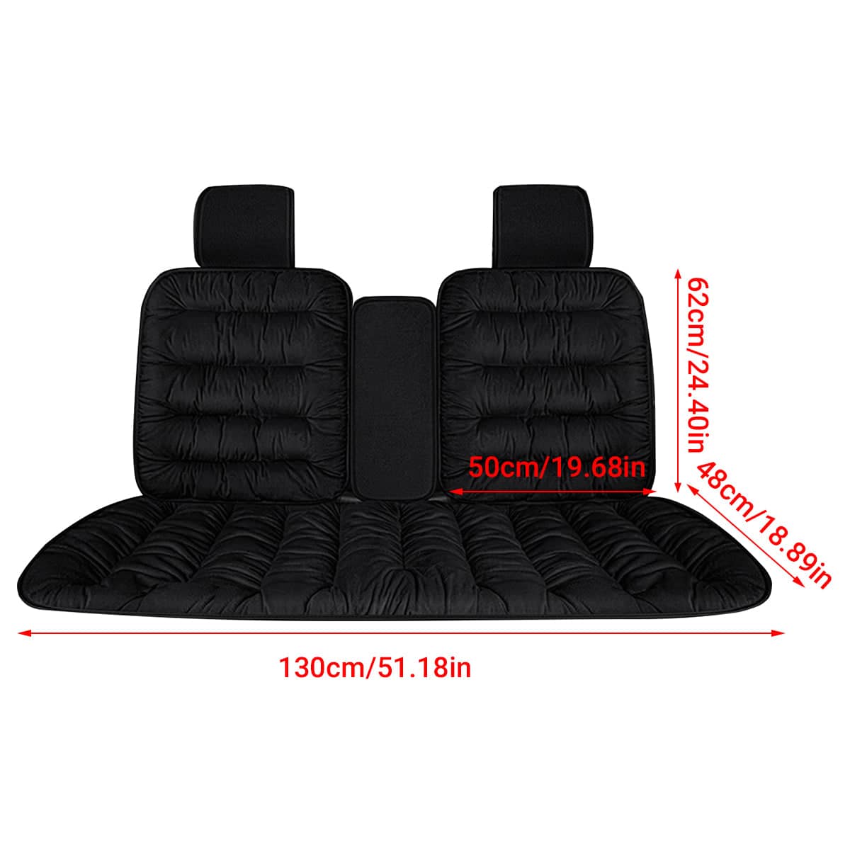 Winter Thick Warm Plush Car Seat Cover with Backrest Universal Fit for Rear Row - Red - view 4