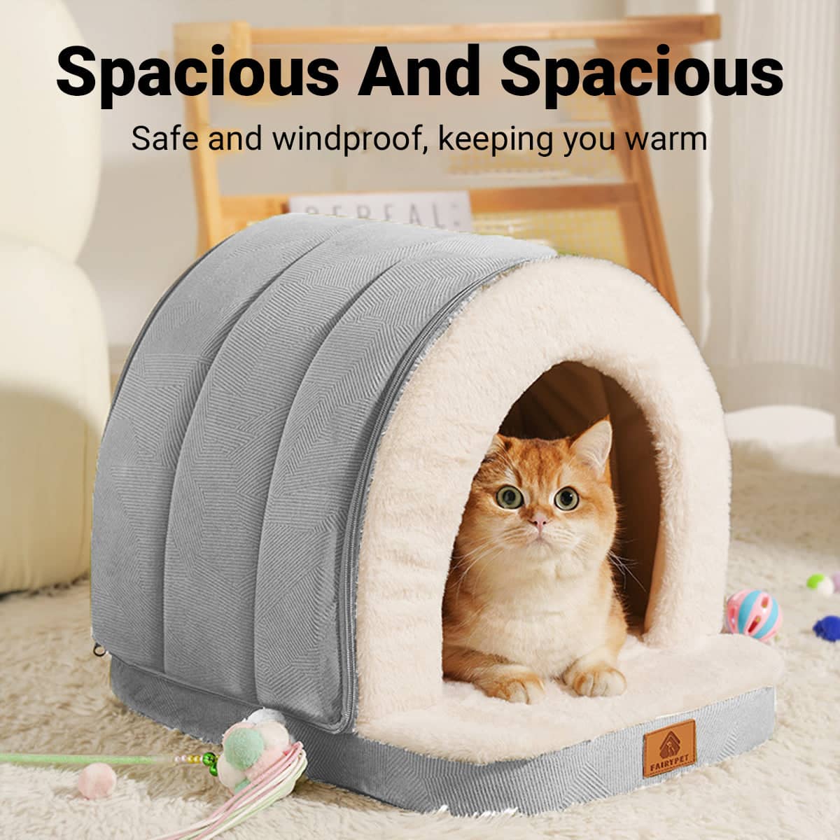 Winter Warm Pet Nest for Cats and Dogs, Three Sided Surround - Size S (46 x 37 x 40 cm) - view 4