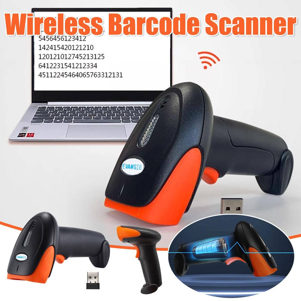 Wireless 2D QR Barcode Scanner Handheld Reader for Supermarket and Warehouse