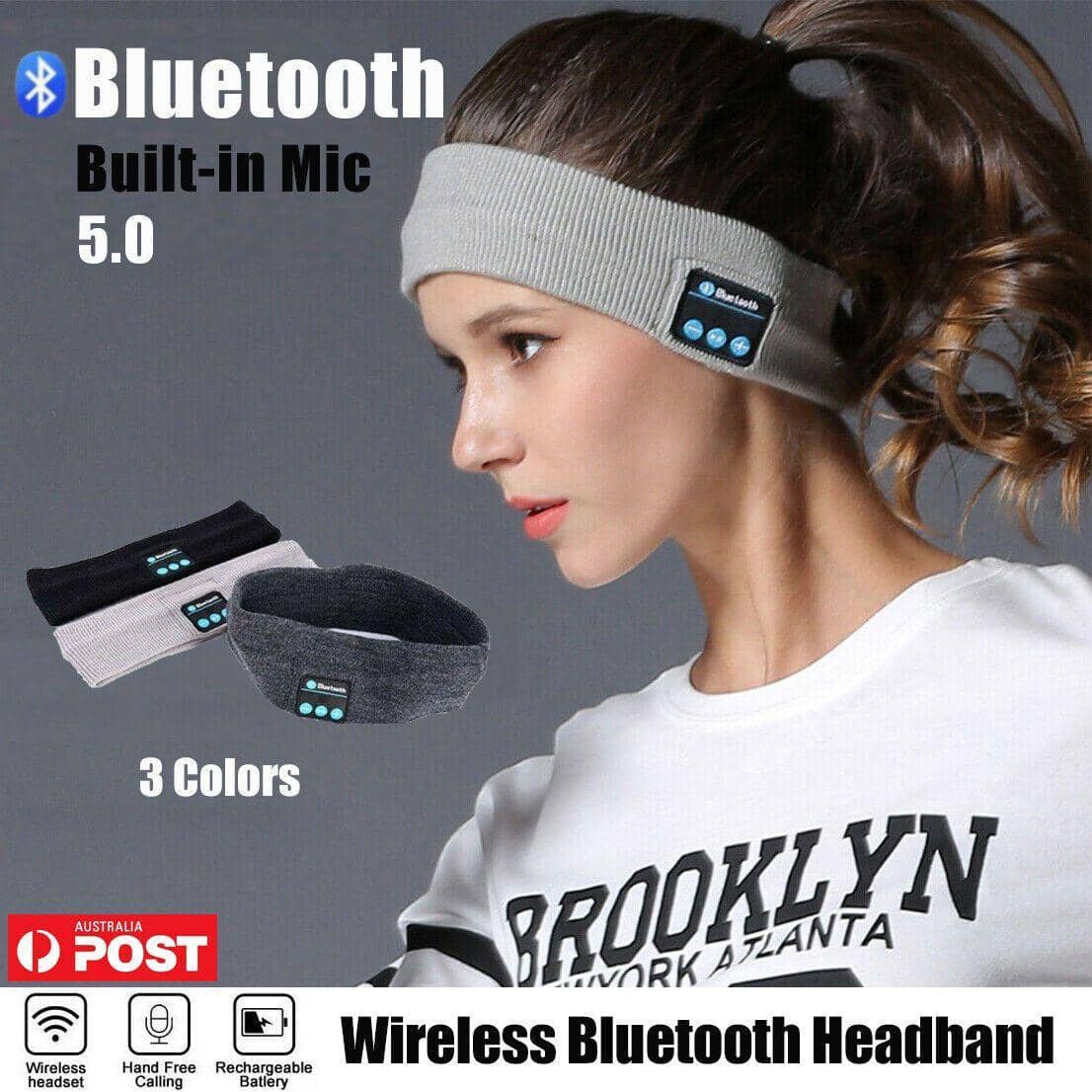 Wireless Bluetooth Headband with Built-In Speakers - Dark Grey - view 2