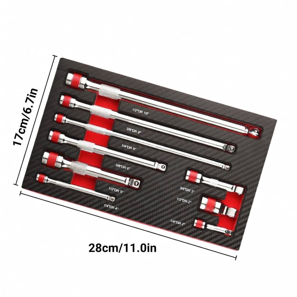Wobble Extension Bar Set, 9-Piece, Chrome Vanadium Steel - view 3