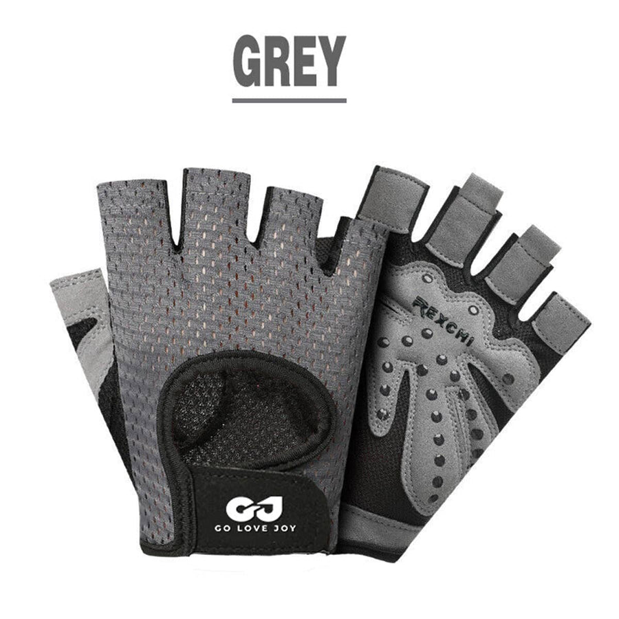 Women Fitness Gym Training Gloves Half Finger Gel Weight Lifting Gloves - Grey, Size L