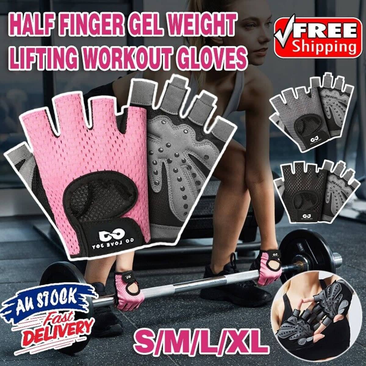 Women Fitness Gym Training Gloves Half Finger Gel Weight Lifting Gloves - Grey, Size L - view 2
