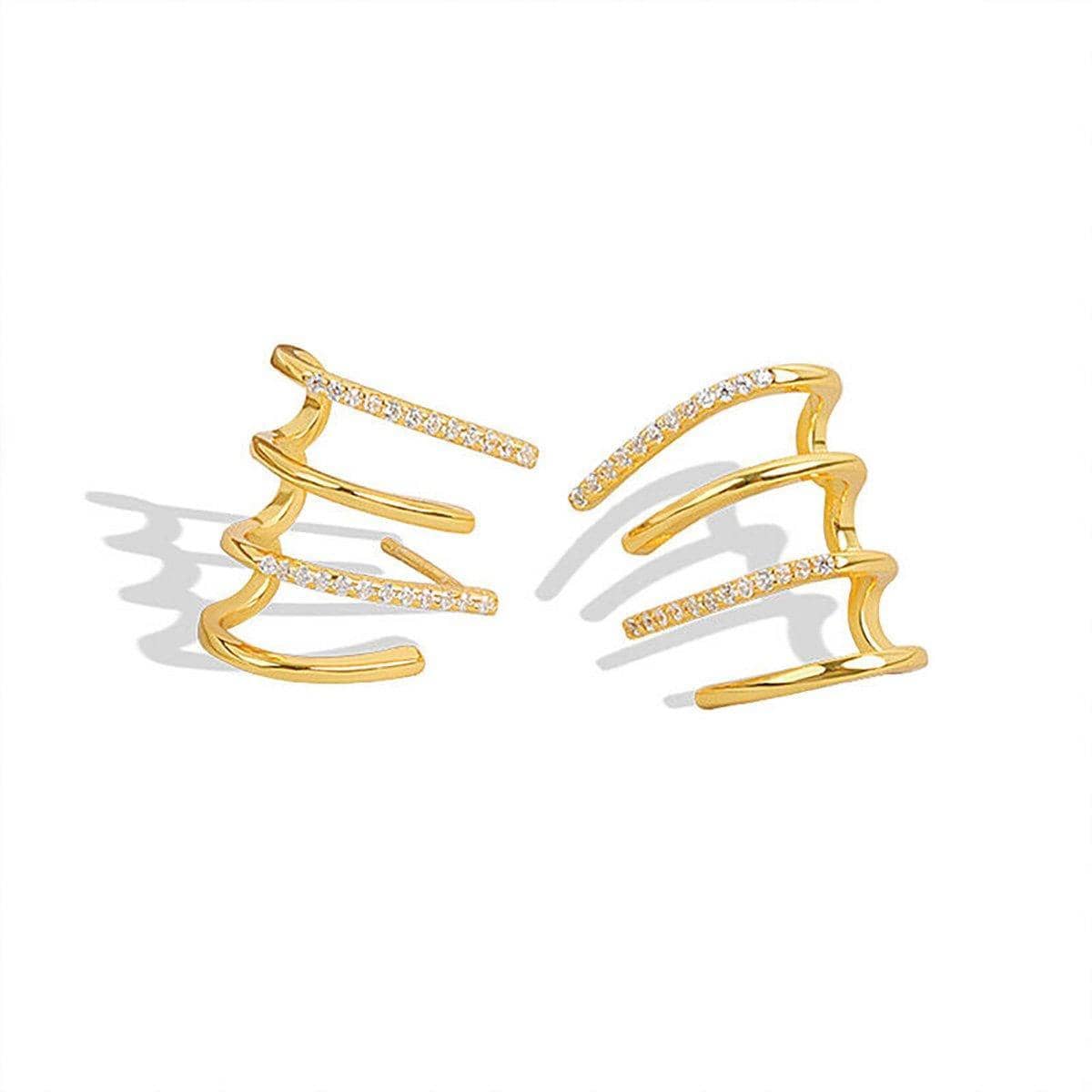 Women Four Claw Stud Earrings Alloy Elegant Jewellery - Gold