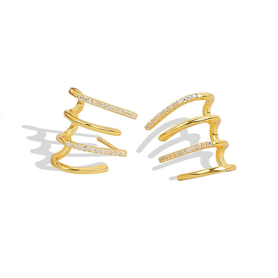 Women Four Claw Stud Earrings Alloy Elegant Jewellery - Gold