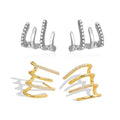 Women Four Claw Stud Earrings Alloy Elegant Jewellery - Gold - view 3