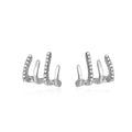 Women Four Claw Stud Earrings Alloy Elegant Jewellery - Silver