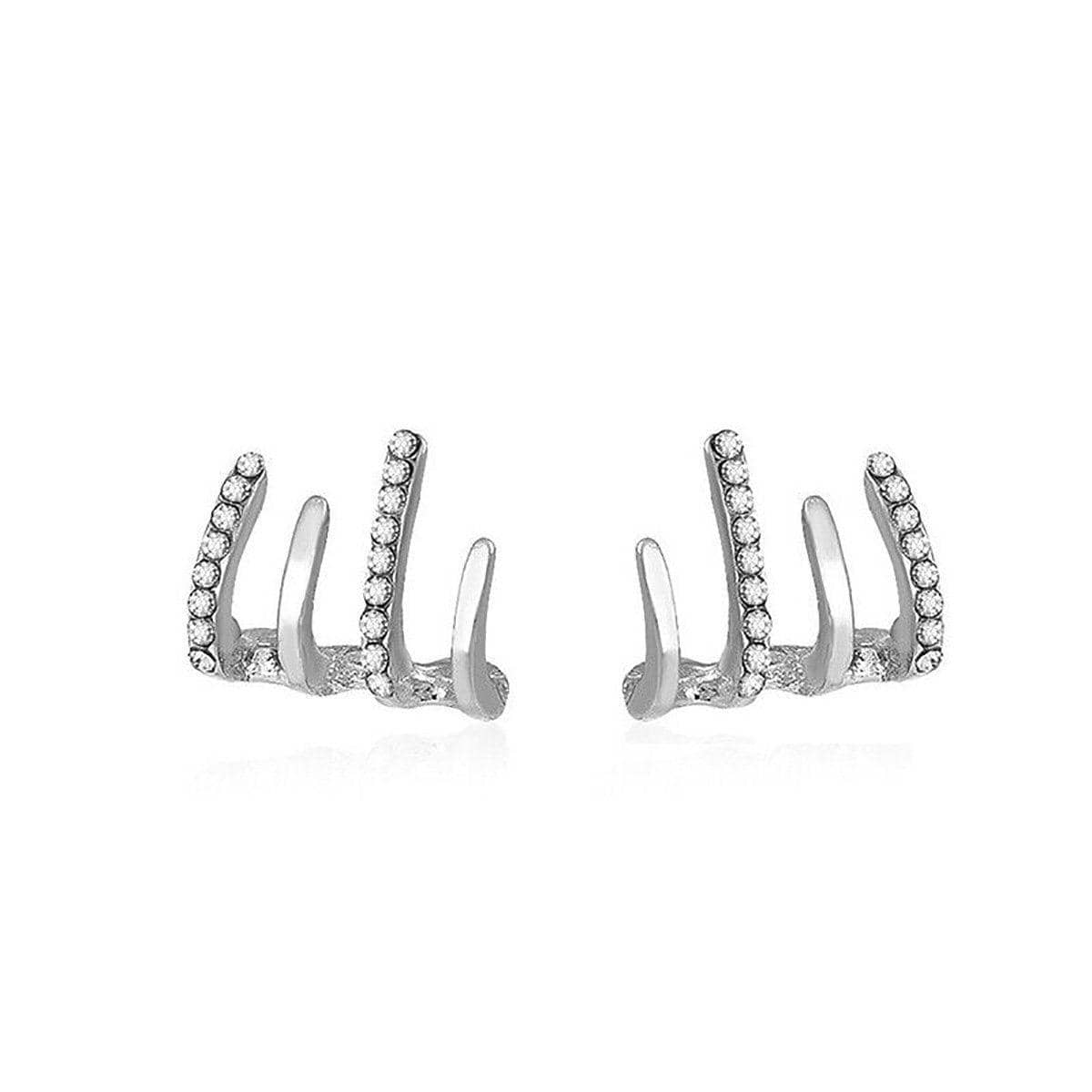 Women Four Claw Stud Earrings Alloy Elegant Jewellery - Silver