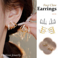 Women Four Claw Stud Earrings Alloy Elegant Jewellery - Silver - view 2
