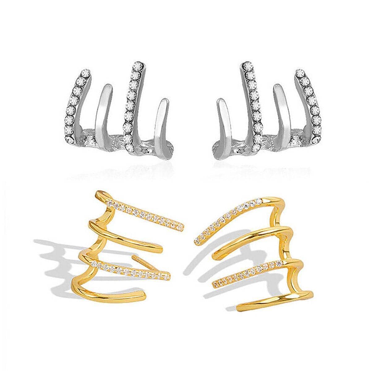 Women Four Claw Stud Earrings Alloy Elegant Jewellery - Silver - view 3