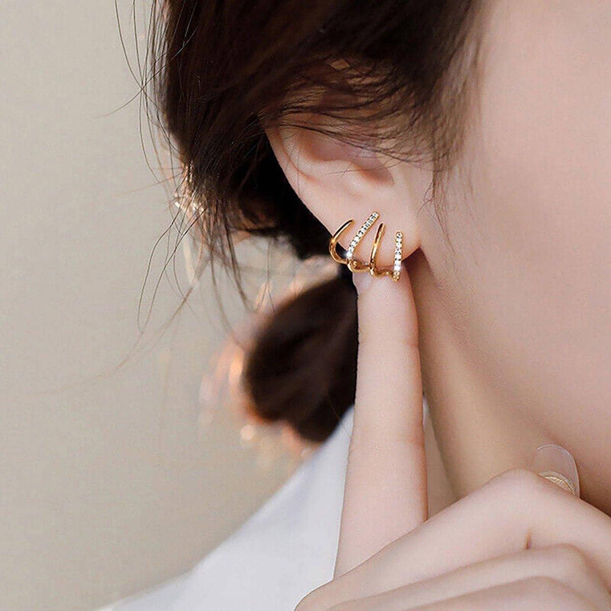 Women Four Claw Stud Earrings Alloy Elegant Jewellery - Silver - view 5