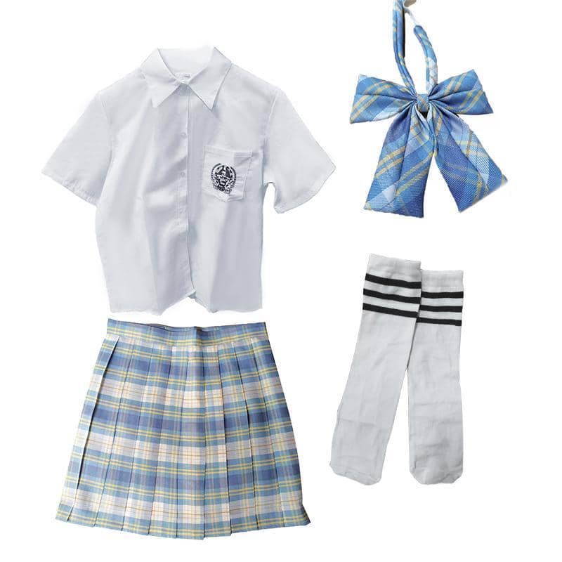 Women Pleated Plaid School Uniform Skirt - Size L (Bust 100 cm) - view 3