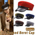 Women's Beret Cap with PU Leather Visor - Red - view 2