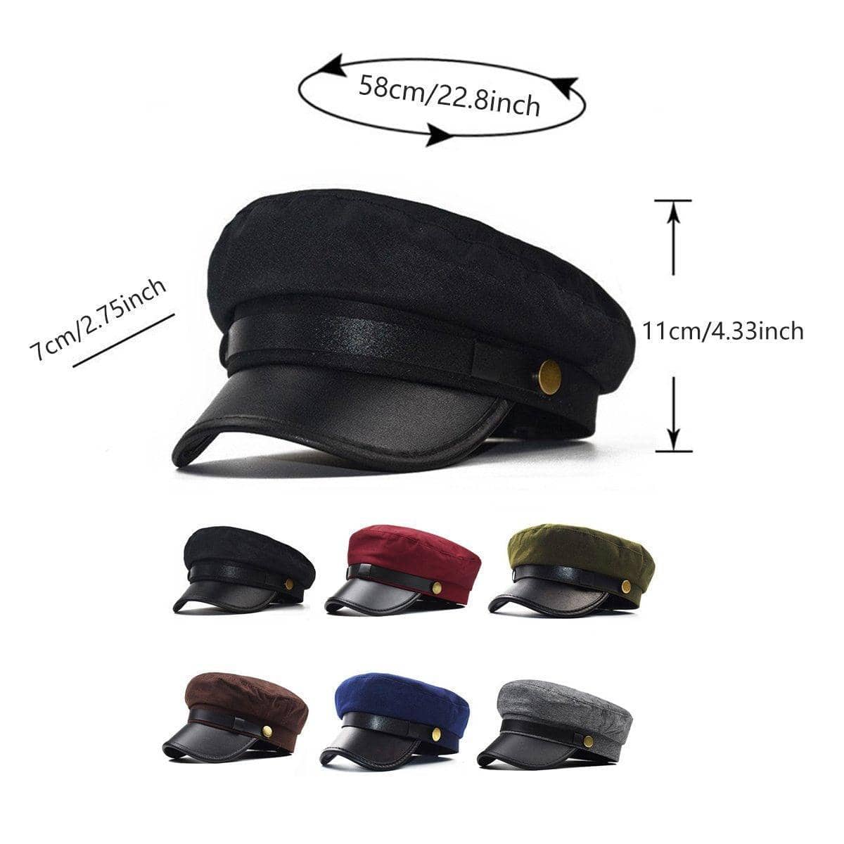 Women's Beret Cap with PU Leather Visor - Red - view 4