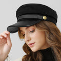 Women's Beret Cap with PU Leather Visor - Red - view 5