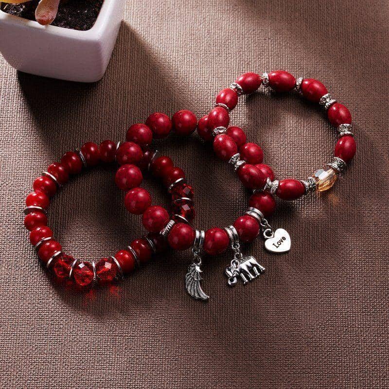 Women's Boho Beaded Charm Bracelet Set of 3 - Light Grey - view 4