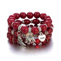 Women's Boho Beaded Charm Bracelet Set of 3 - Red