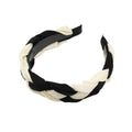 Women's Braided Fabric Headband, Wide Plaited Hair Band - Black and Cream