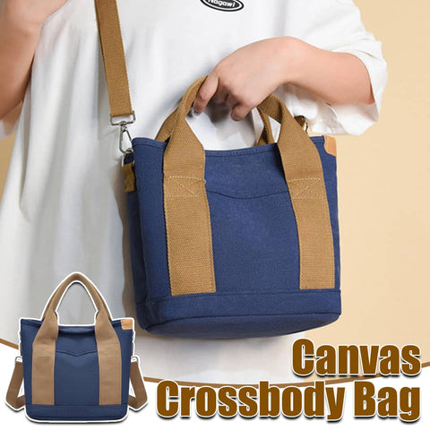 Women's Canvas Crossbody Bag, Multi-Layer Handbag for Work and Errands