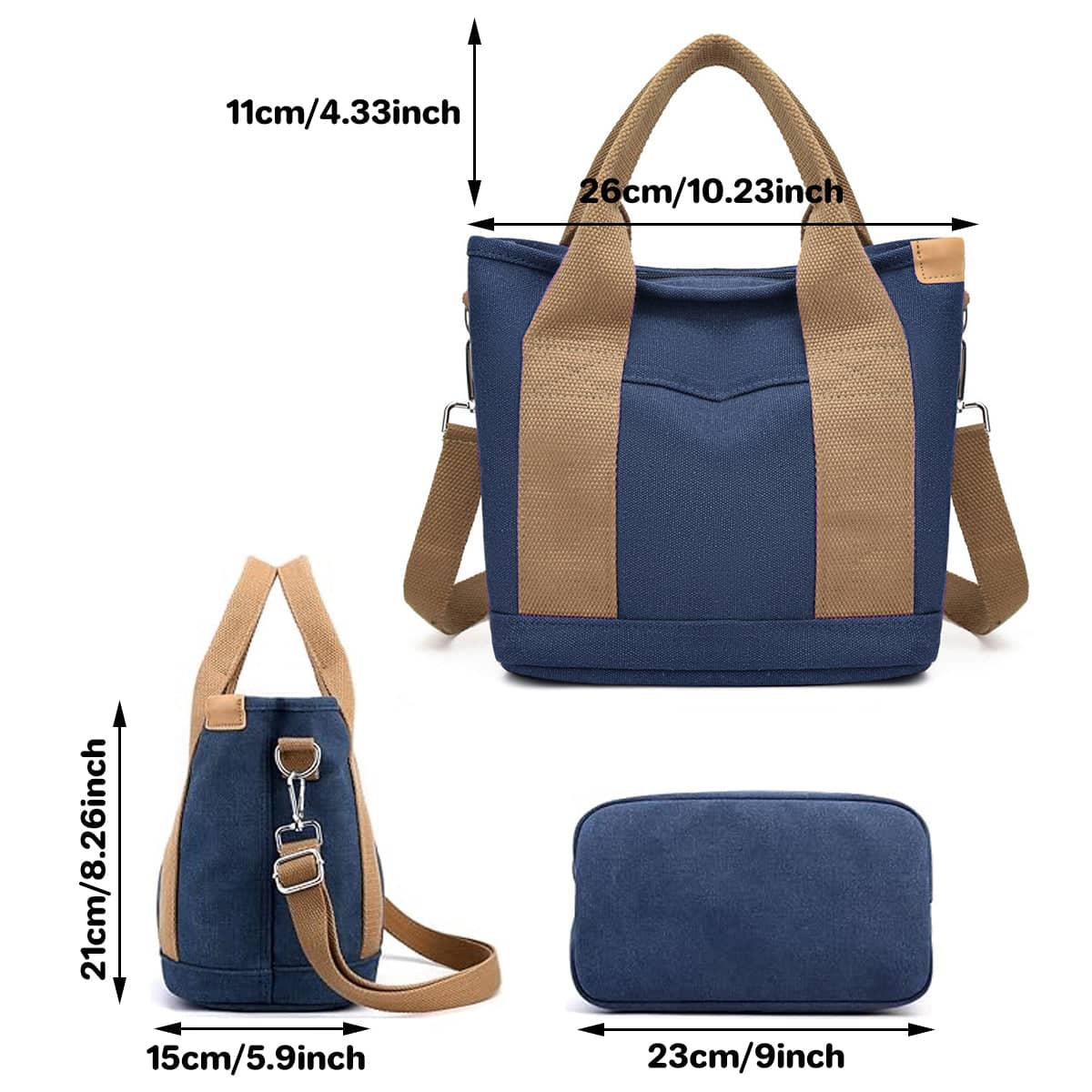 Women's Canvas Crossbody Bag, Multi-Layer Handbag for Work and Errands - view 3