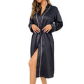 Women's Cardigan Bathrobe with Belt - Black, Size M (Bust 112 cm)