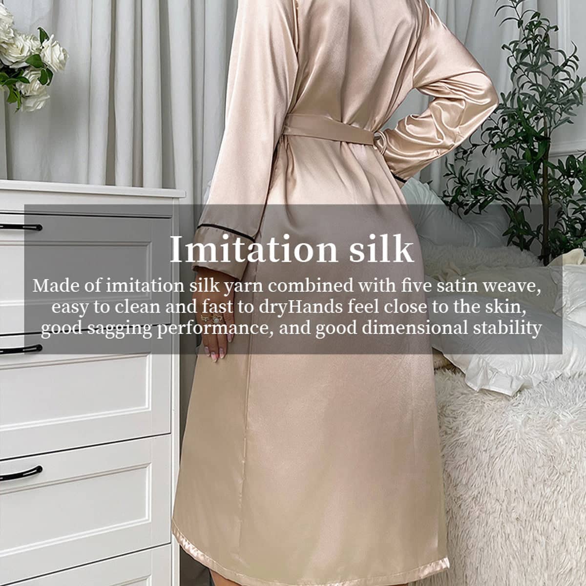 Women's Cardigan Bathrobe with Belt - Black, Size M (Bust 112 cm) - view 5
