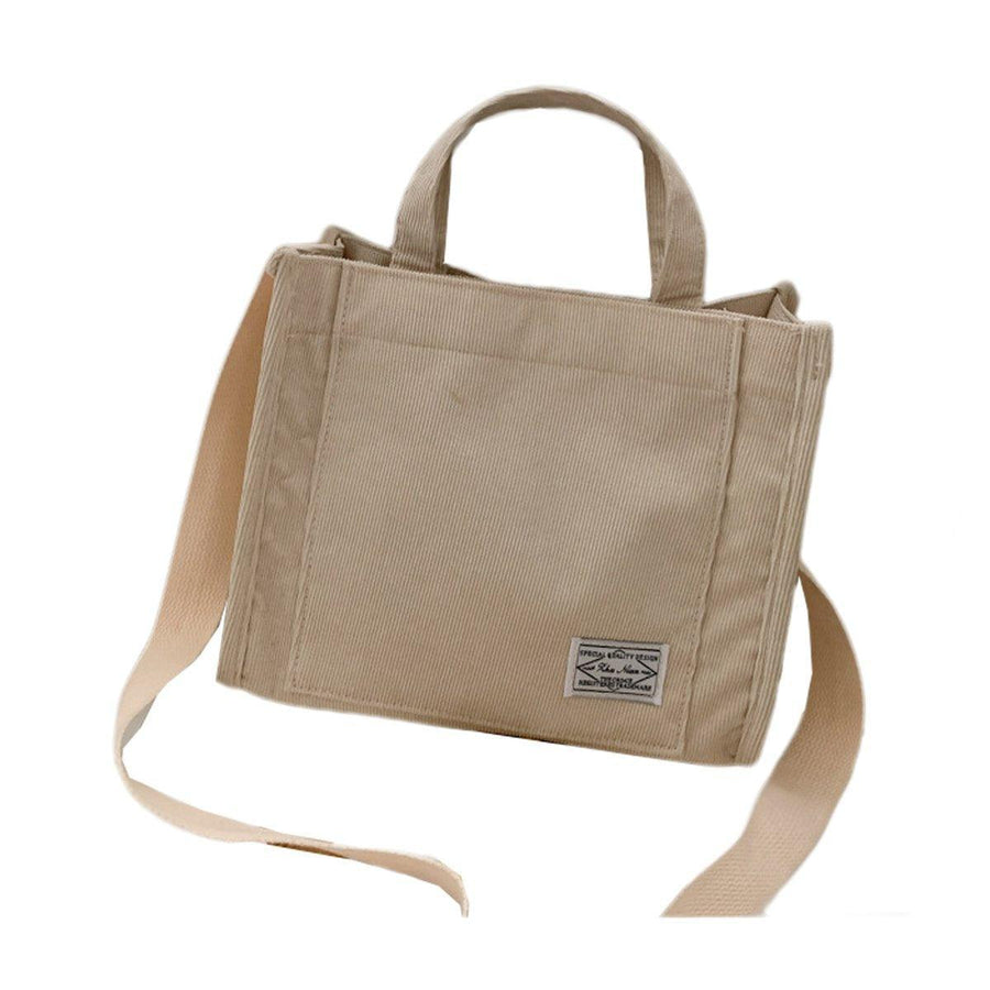 Women's Corduroy Small Square Shoulder Bag Crossbody Tote - Beige