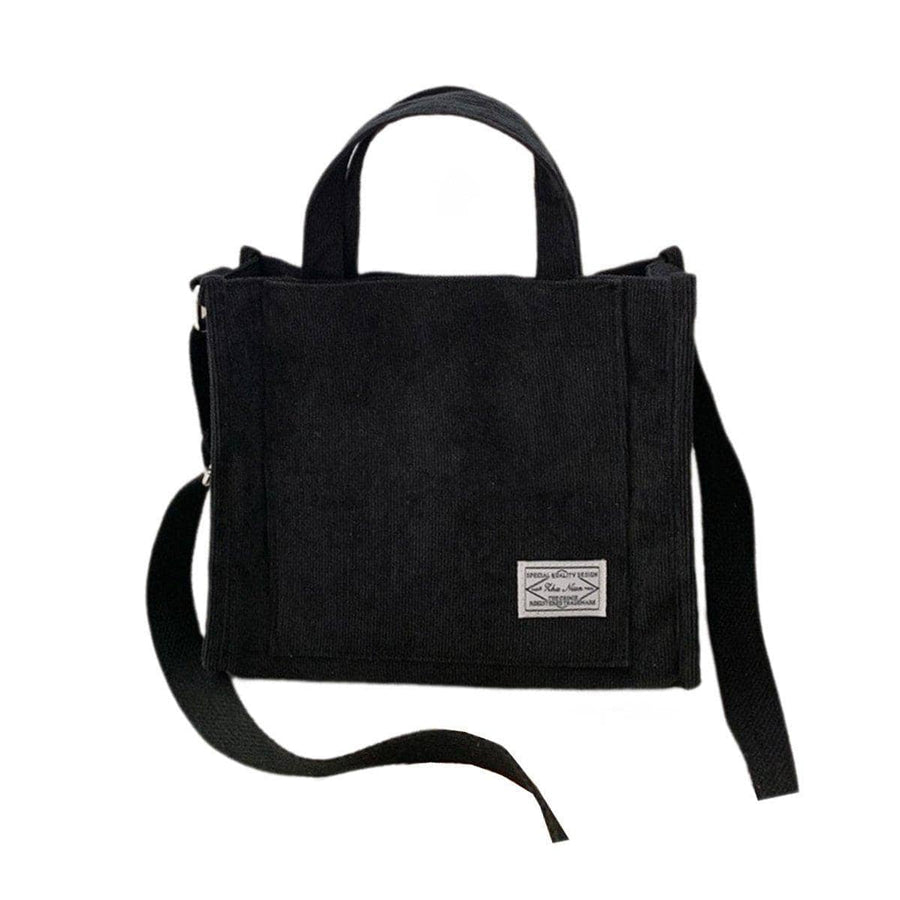 Women's Corduroy Small Square Shoulder Bag Crossbody Tote - Black